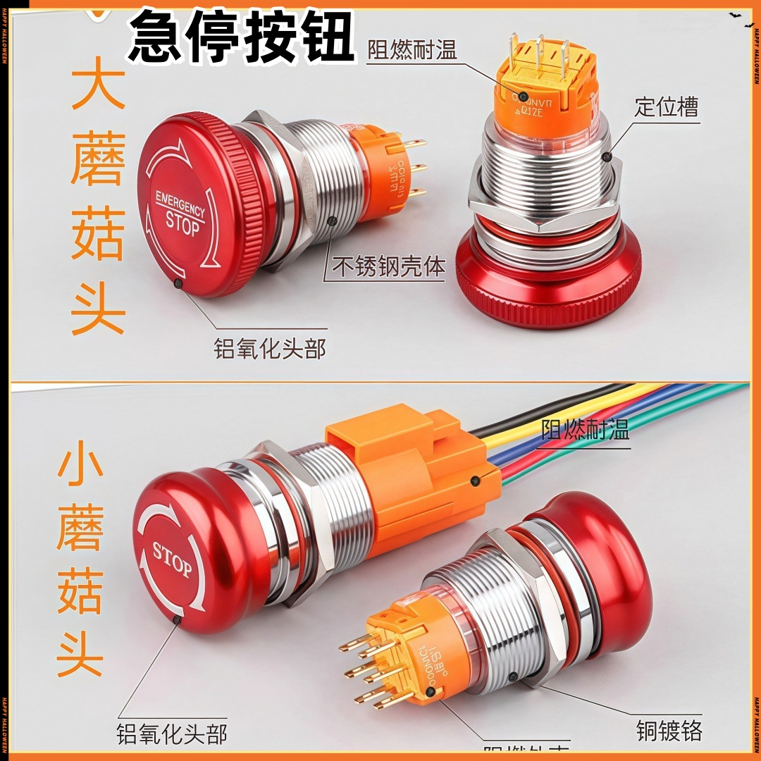 蓝波19/22mm不锈钢急停大蘑菇