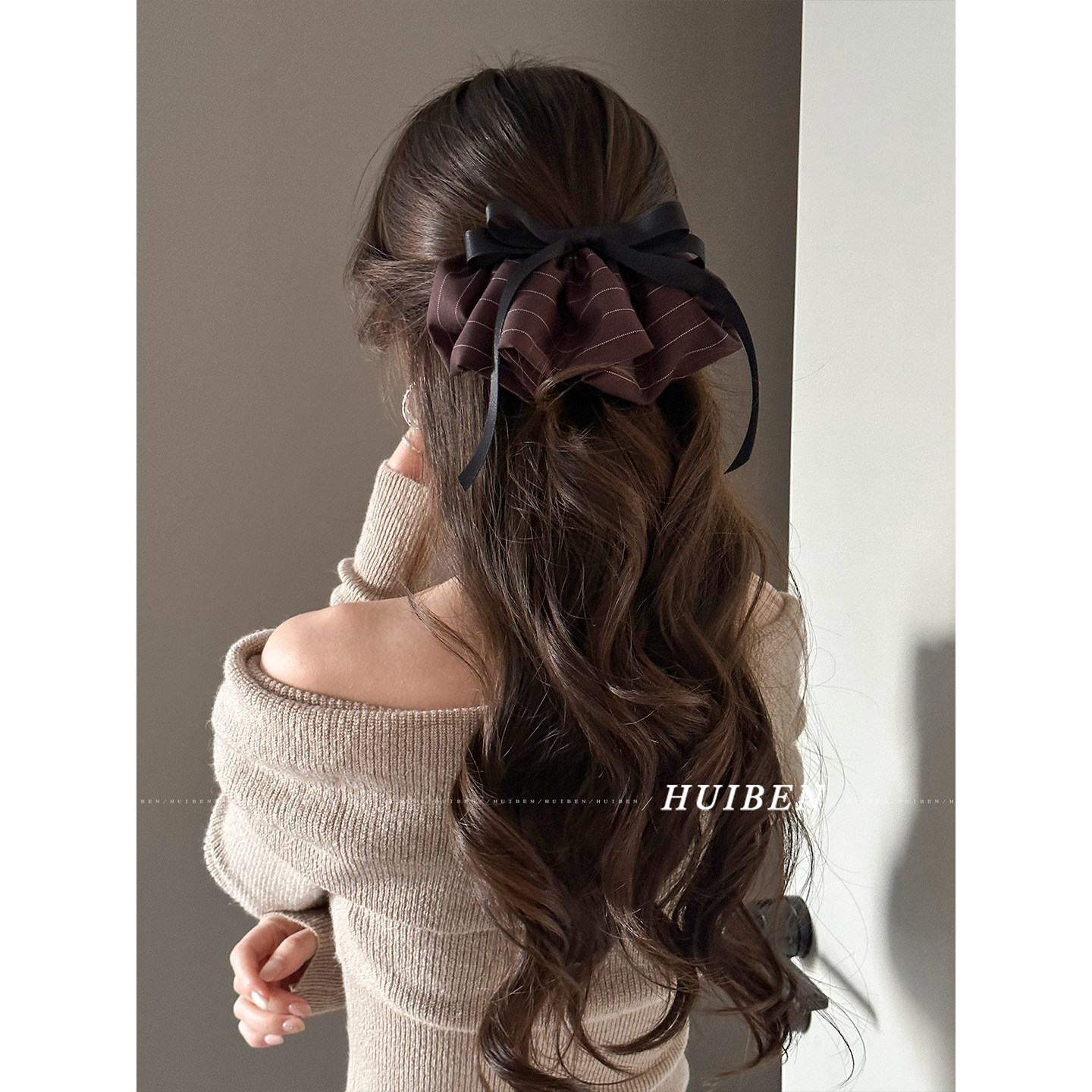 超洋气的~温柔丝带蝴蝶结抓夹女后脑勺盘发卡鲨鱼夹懒人裙摆发夹