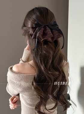 超洋气的~温柔丝带蝴蝶结抓夹女后脑勺盘发卡鲨鱼夹懒人裙摆发夹