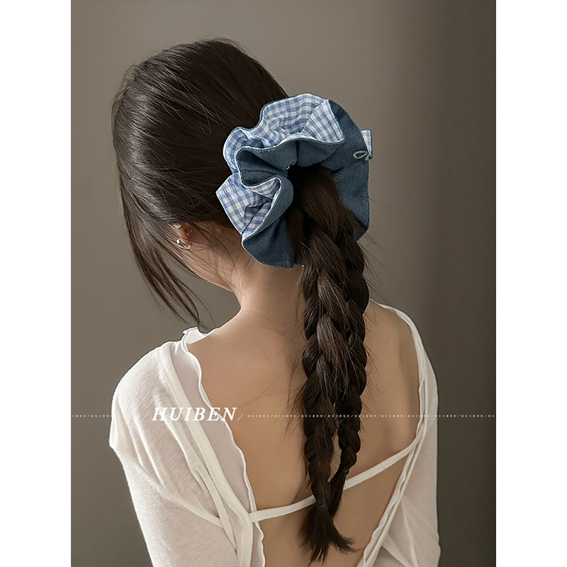 小清新~韩国牛仔大肠发圈格纹头绳女个性时尚丸子头皮筋马尾发绳,饰品/流行首饰/时尚饰品新,发饰,淘宝优惠券,粉丝福利购,淘宝优惠卷