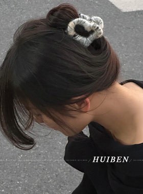 爱心毛线发夹女半扎盘发抓夹后脑勺夹子头饰美拉德缠绕鲨鱼夹头饰