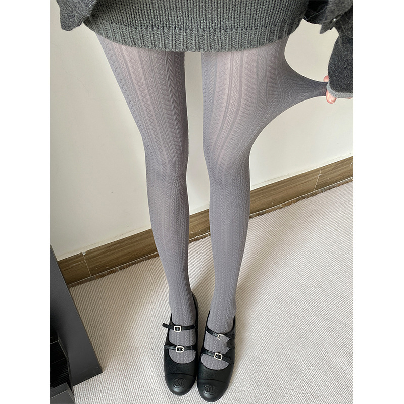 复古灰色连裤袜秋冬打底袜