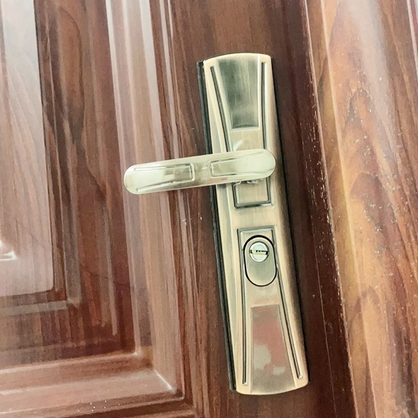 可调子母门锁通用防盗门把手锁具对开门锁芯红古款双开门防盗门锁图片
