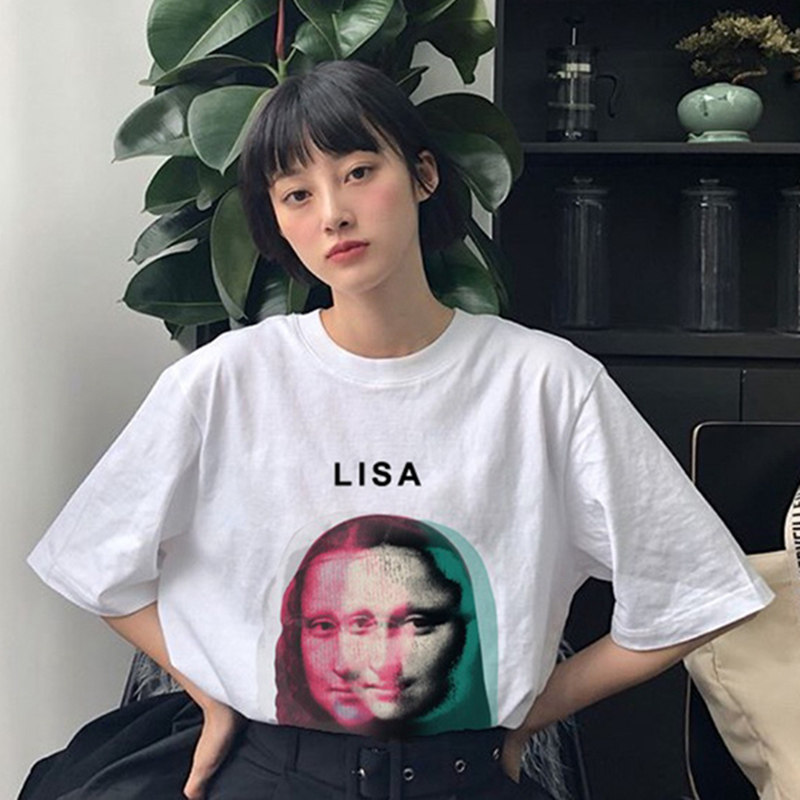 原创设计女士全棉圆领蒙娜丽莎