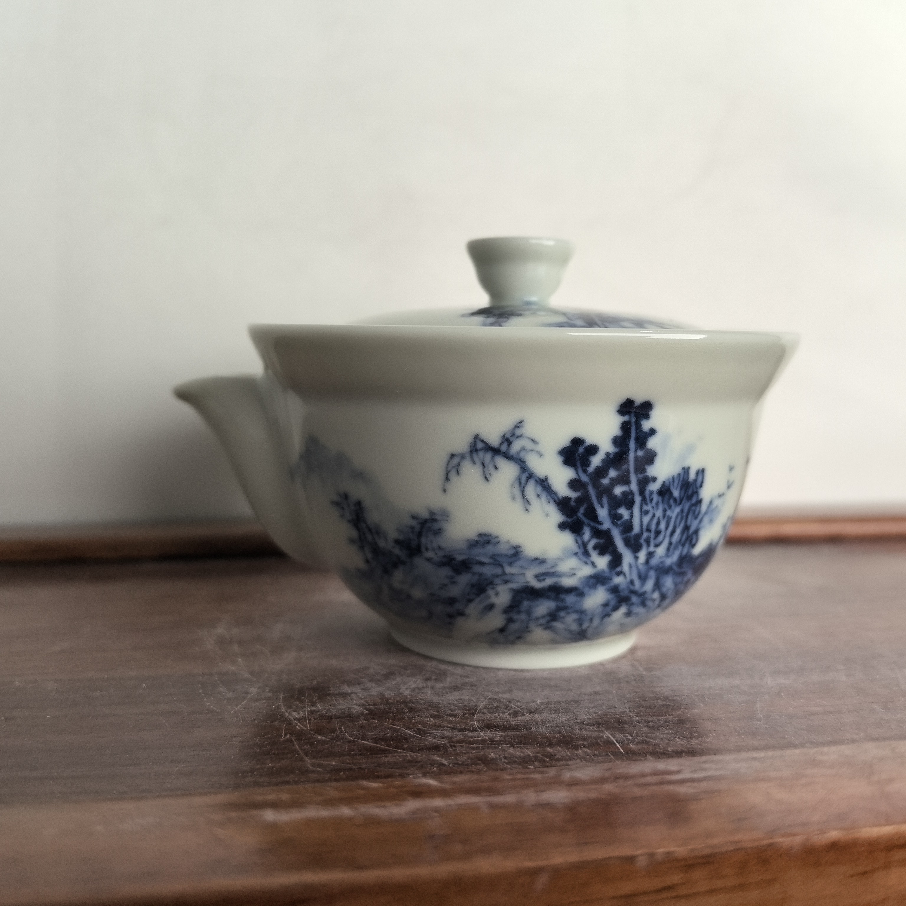 长物居微瑕柴窑手绘青花瓷茶壶茶碗景德镇瓷器茶具二才杯泡茶盖碗
