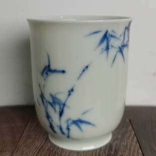 长物居柴窑茶器手绘青花瓷主人杯景德镇瓷器茶具茶碗品茗杯斗笠杯