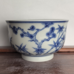 长物居柴窑烧制手绘青花瓷主人杯景德镇瓷器茶具茶碗品茗杯功夫杯