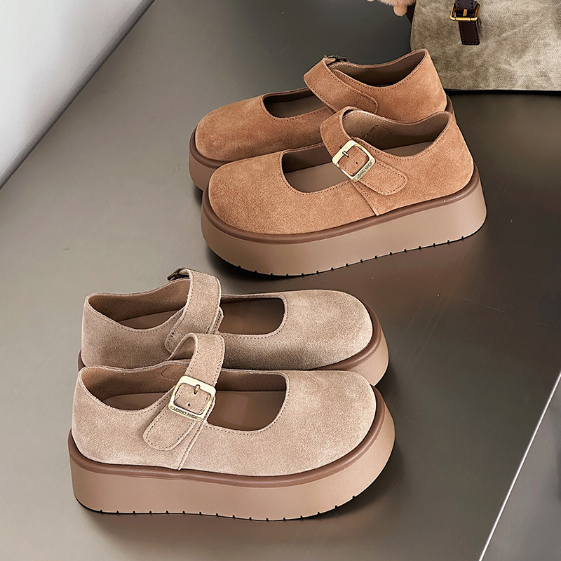 勃肯鞋单鞋真皮厚底一字带玛丽珍