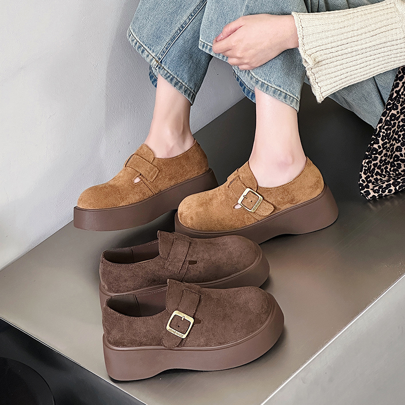 单鞋勃肯鞋厚底增高全包皮带扣