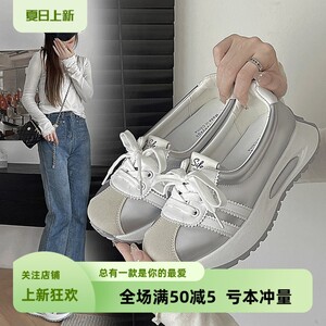 优质圆头精品夏季新款深口单鞋一脚蹬PU平底单鞋低跟4cm中口