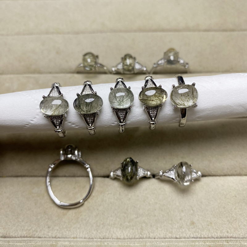 天然绿碧玺发戒指女绿发晶