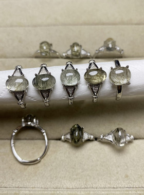 天然绿碧玺发戒指女绿发晶