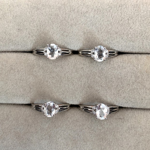 天然白水晶戒指女款白铜托开口复古日韩简约半宝石时尚首饰品礼物