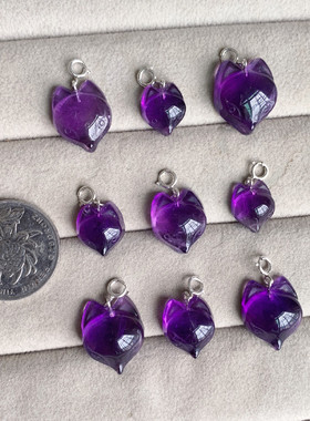 天然乌拉圭紫水晶大头狐狸吊坠