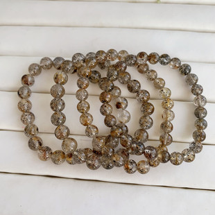 天然黑云母手链女莫桑比克黑草莓晶黑超七极光共生体异象水晶饰品