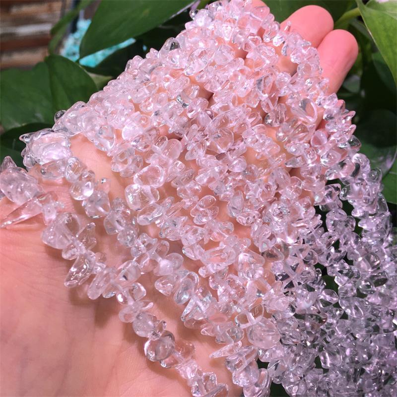 天然巴西白水晶碎石长链散珠半成品 diy手串手链项链水晶饰品配件