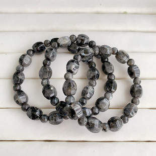 天然闪光石手链男女款南瓜随型民族风单圈手串黑体月光石水晶饰品