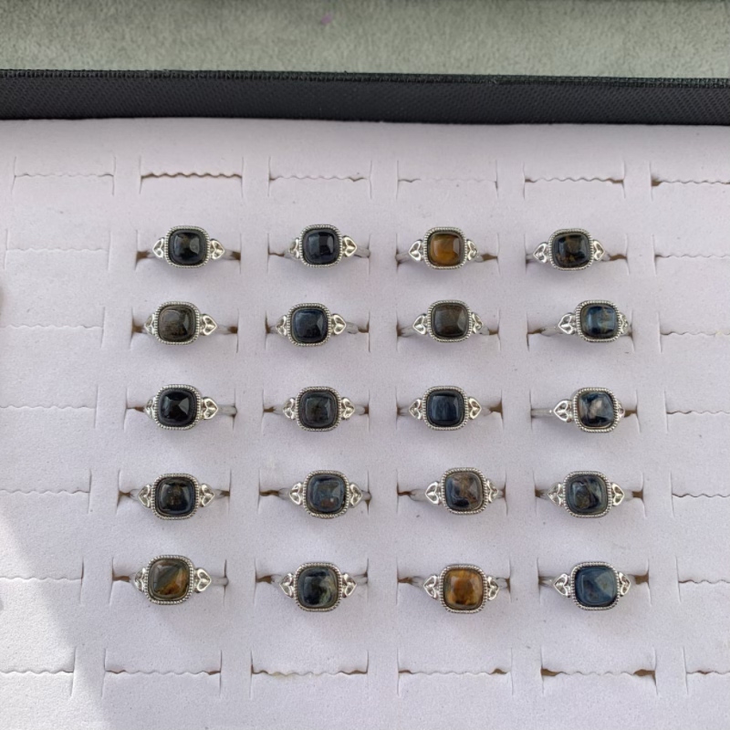 尾货彼得石白铜戒指清仓处理20个120元活口裸石7mm编号尾Ac级微瑕