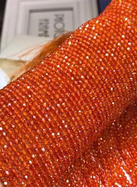 橙色锆石切面刻面散珠 硬抛足球面长链半成品diy手脚链锁骨链配件