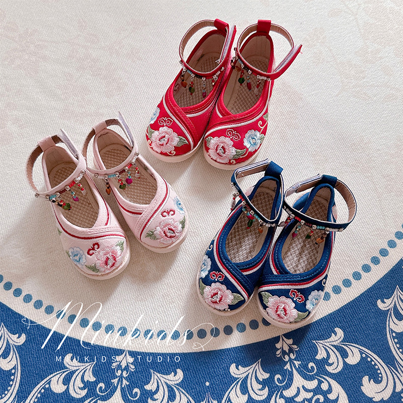 miu妈童品 原创设计尔玛绣花鞋女童民族风手工钉珠布鞋软底单鞋,童鞋/婴儿鞋/亲子鞋,儿童汉服鞋,淘宝优惠券,粉丝福利购,淘宝优惠卷