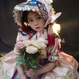 miu妈童品原创设计尔玛少女羌族服饰少数民族女童连衣裙三月三服