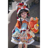 miu妈原创女童重工加绒加厚拜年服国风套装 醒狮·柿柿如意