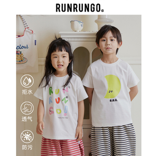 RUNRUNGO【世界和平】儿童短袖宽松半袖洋气月亮T恤宝宝上衣T恤
