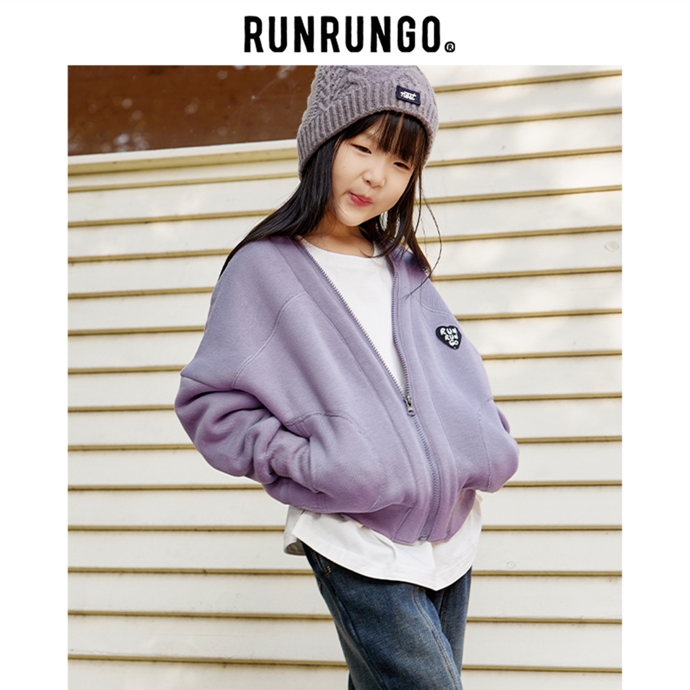 RUNRUNGO开衫卫衣儿童秋冬季运动休闲外套加厚针织保暖衫男女童装