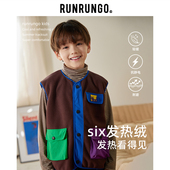 RUNRUNGO儿童马甲摇粒绒抗静电休闲运动坎肩春秋季 外套 男女童无袖