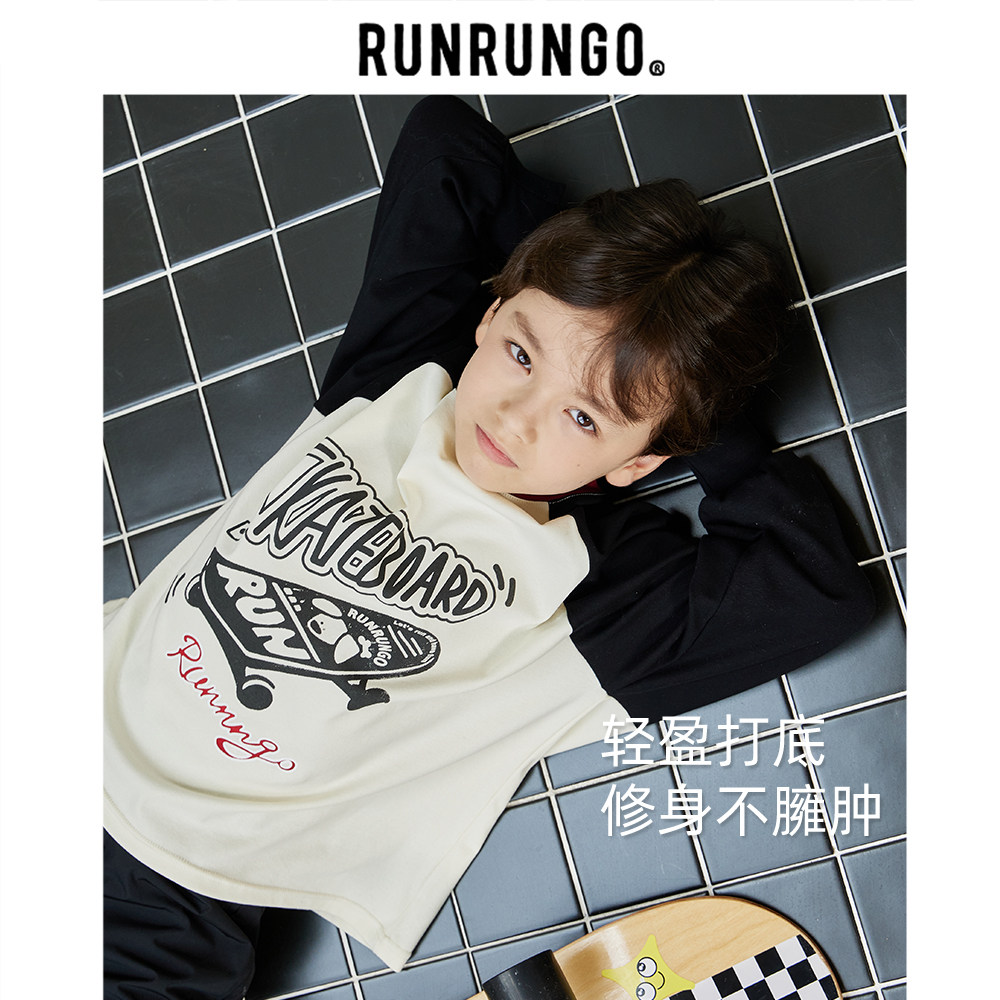 RUNRUNGO插肩袖T恤儿童美式打底休闲运动长袖男女中大童针织上衣,童装/婴儿装/亲子装,T恤,淘宝优惠券,粉丝福利购,淘宝优惠卷