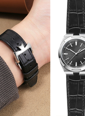 适用江诗丹顿真皮牛皮表带47450 49150 47040V纵横四海VC皮表链男