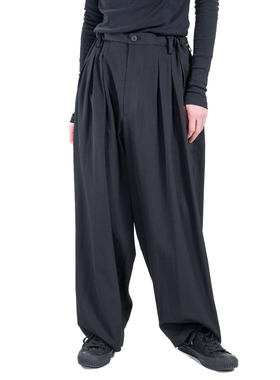 yoji ooak极简风黑色阔腿裤男宽松直筒轻奢垂感西裤