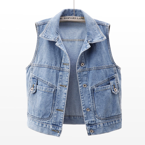 钮扣牛仔马甲女短款背心上衣坎肩