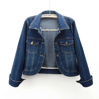 百搭修身弹力牛仔外套女短款复古