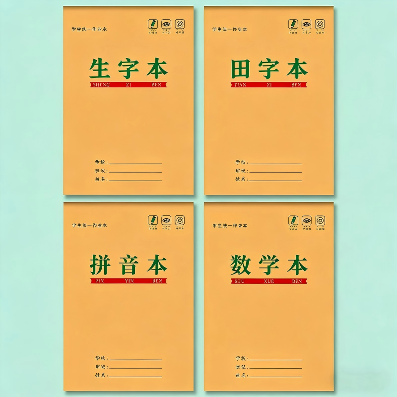 上翻32K作业本子小学生1-3年级统一标准生字本田字格拼音本数学本