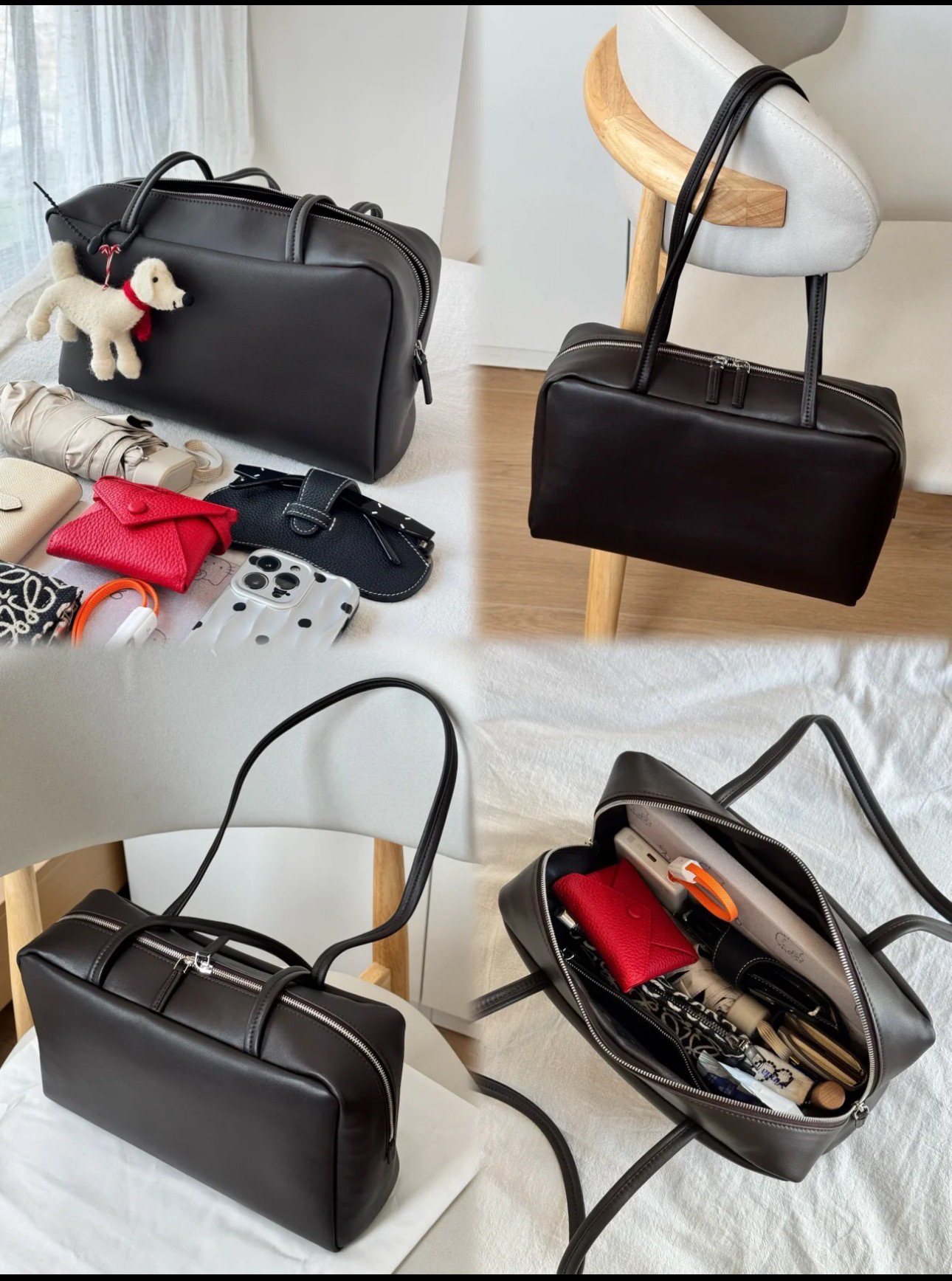 Row进口羊皮Astra保龄球包单肩手提腋下枕头包女