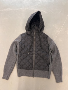 2025女士羊毛拼接连帽羽绒服鹅绒BC针织显瘦短款外套轻薄