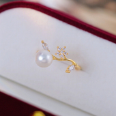 DIY珍珠配件 9mm 金色6 18K包金铜厚镀金日式 精致小花戒指半成品