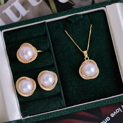 经典鸟巢吊坠耳钉戒指套装