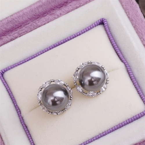 DIY珍珠配件 铜镀金K金工艺精致闪耀背镶耳钉耳饰半成品 金色银色