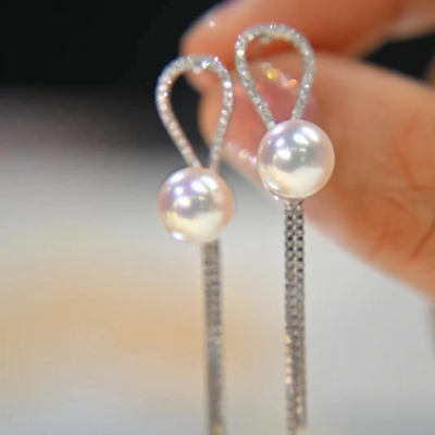 威尔娜斯铜流苏设计超仙银针耳钉