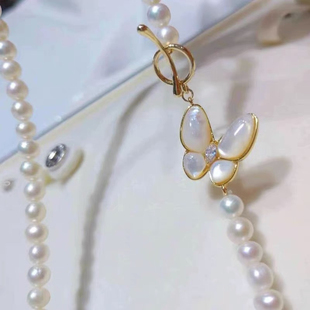 DIY配件 S925纯银贝壳蝴蝶款OT扣珍珠项链毛衣链收尾扣子连接配饰