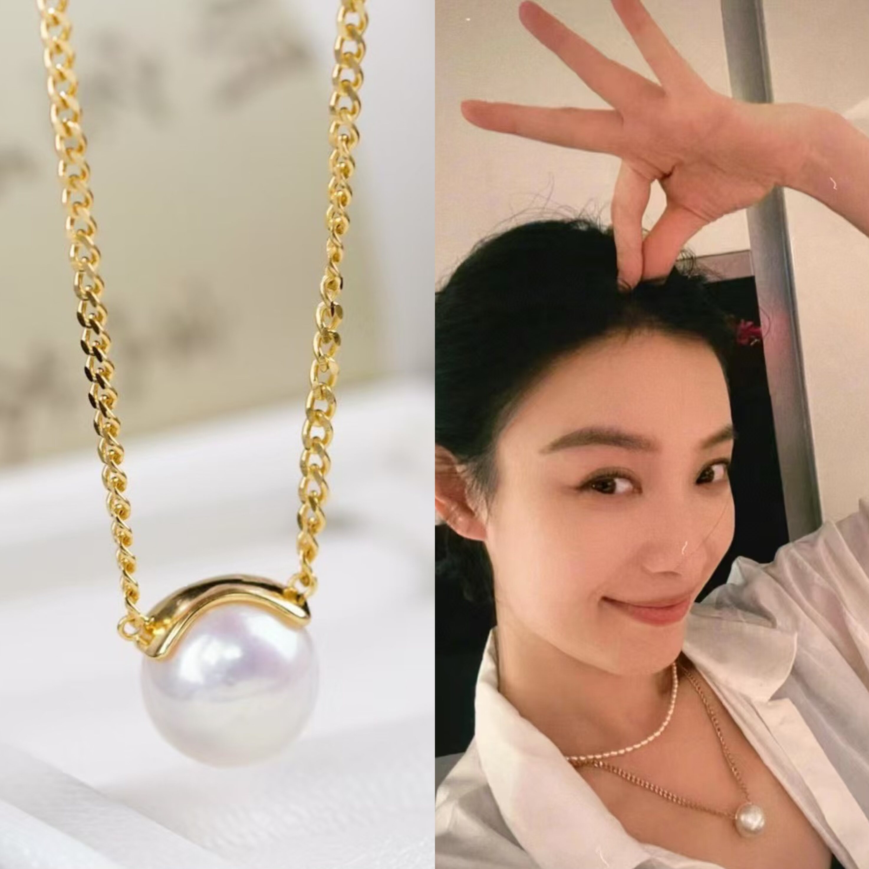 DIY珍珠配件 S925纯银倪妮同款ins古巴链条锁骨链吊坠套链半成品图片