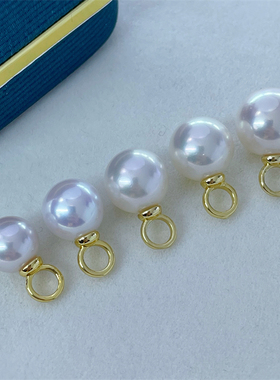 DIY珍珠配件 18K包金铜厚镀金4MM托盘吊坠挂坠基础百搭羊眼钉空托