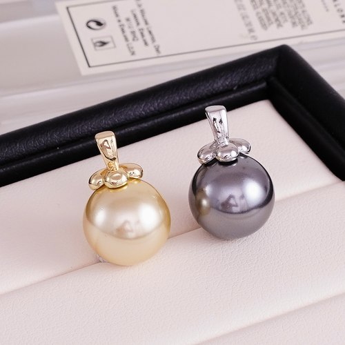 DIY珍珠配件 铜镀金幸运四叶款精致亮面小吊坠半成品 金色银色