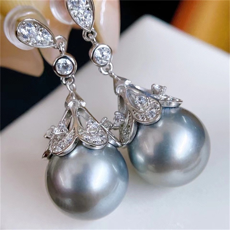 DIY珍珠配件 18K包金铜厚镀金宫廷复古吊坠耳钉套装半成品 9-12mm