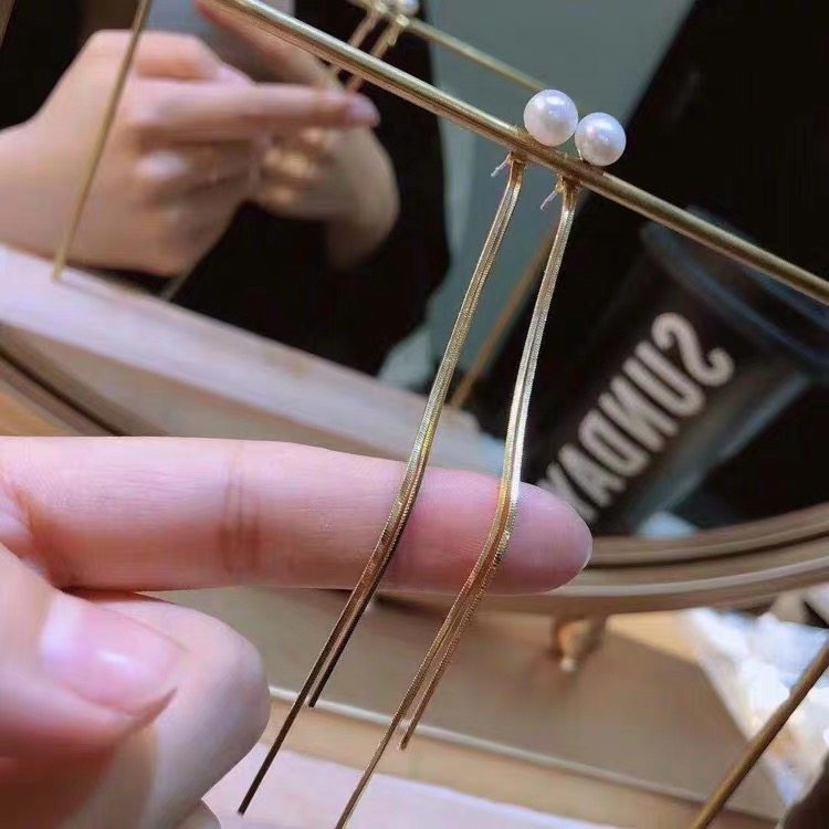 DIY珍珠配件 S925纯银经典一款双戴唯美气质蛇骨耳线耳钉半成品女