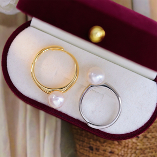 DIY珍珠配件 18K包金铜厚镀金经典光面K金款戒指半成品 金色银色