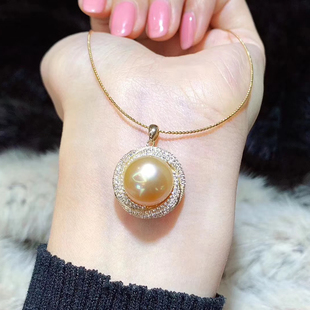 DIY珍珠配件 18K包金铜厚镀金闪耀满锆石太阳花吊坠半成品13-14mm