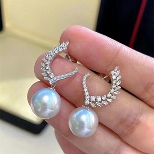 DIY珍珠配件 18K包金铜厚镀金麦穗款时尚高级感耳钉耳饰半成品